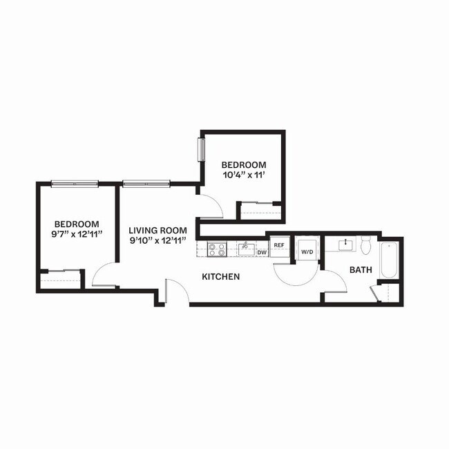 Two Bed One Bath E2 MFTE 209 floor plan